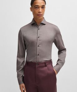 Hugo Boss Shirts-Casual-fit shirt in herringbone twill-hugo boss store near me