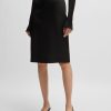 Hugo Boss Skirts-Wrap-front panel skirt in leather-hugo boss near me 4