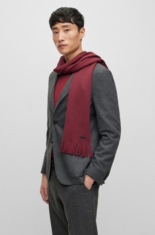 Hugo Boss Scarves-Raschel-knit scarf in merino wool-boss store - Image 2