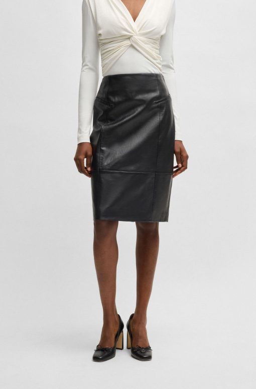 Hugo Boss Skirts-Pencil skirt in lustrous leather-hugoboss