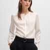 Hugo Boss Blouses-Oversize-fit blouse in cotton canvas with point collar-hugo by hugo boss 3