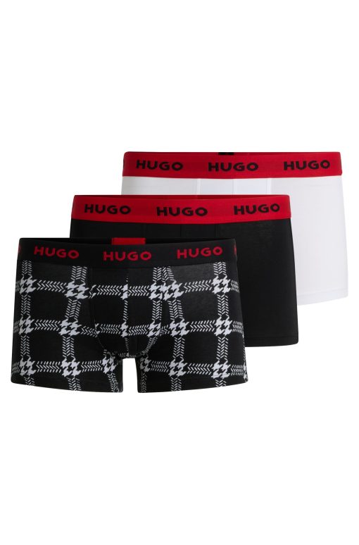 Hugo Boss Underwear-Three-pack of stretch-cotton trunks with logo waistbands-hugo boss store