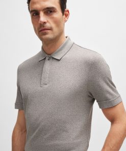 Hugo Boss Polo Shirts-Regular-fit polo shirt in mouliné cotton and silk-hugo boss outlet 2