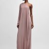 Hugo Boss Dresses-Long-length high-shine dress with wrap effect-hugo boss near me 4