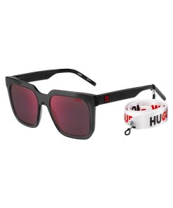 Hugo Boss Eyewear-Black-acetate sunglasses with branded strap-hugo boss outlet