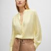 Hugo Boss Blouses-Ruched-neck blouse in stretch-silk crepe de Chine-boss hugo 3