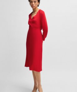 Hugo Boss Dresses-V-neck dress with button cuffs-boss near me 2