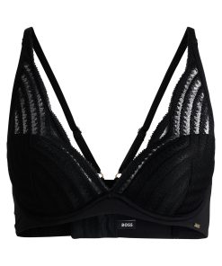 Hugo Boss Underwear, Pajamas, and Socks-Underwired bra with padded cups and lace detailing-boss outlet