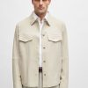 Hugo Boss Jackets and Coats-Mixed-material hooded jacket with patterned trims-hugo boss near me 4