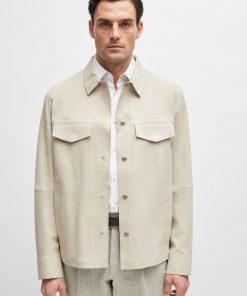 Hugo Boss-Regular-fit shirt in metis suede-boss outlet