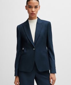 Hugo Boss Tailored Jackets-Slim-fit jacket in denim-effect wool twill-hugoboss