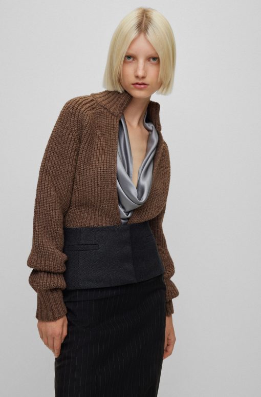 Hugo Boss Sweaters and Cardigans-V-neck sweater in a wool and silk blend-hugo boss store near me