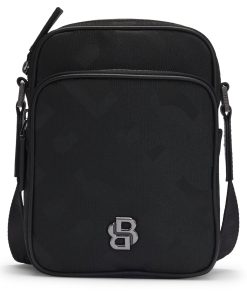 Hugo Boss Bags-Monogram-jacquard reporter bag with Double B trim-boss outlet