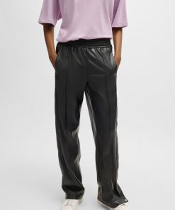 Hugo Boss-Straight-leg trousers in faux leather with press-studs-hugo boss outlet