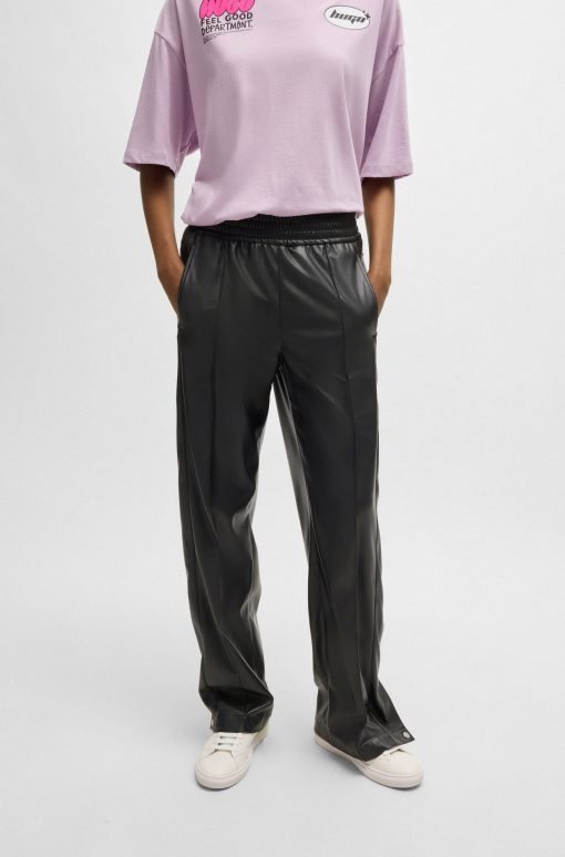 Hugo Boss-Straight-leg trousers in faux leather with press-studs-hugo boss outlet