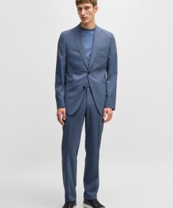 Hugo Boss Suits-Slim-fit suit in patterned stretch cloth-hugo boss outlet