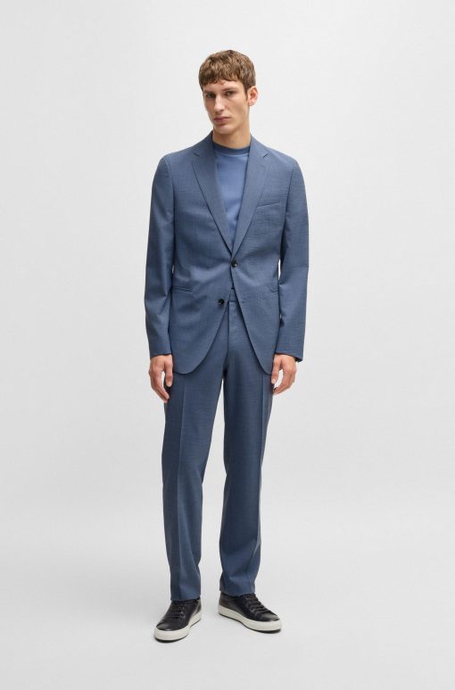 Hugo Boss Suits-Slim-fit suit in patterned stretch cloth-hugo boss outlet