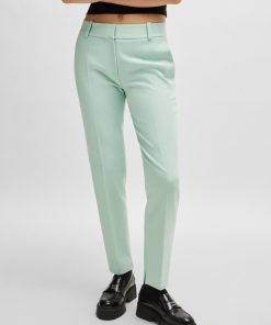 Hugo Boss Pants-Slim-fit trousers with slit hems-hugo boss sale