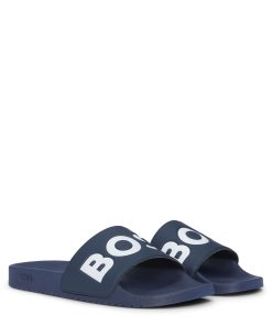 Hugo Boss Sandals-Italian-made slides with large logo detail-boss outlet