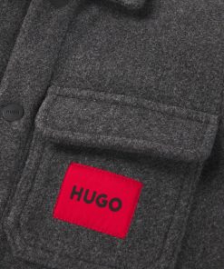 Hugo Boss-Kids’ overshirt in felt fabric with red logo label-hugo 2