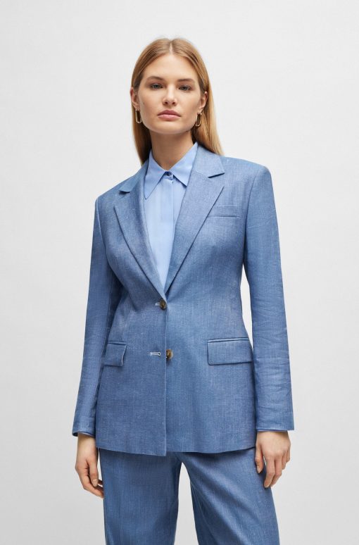 Hugo Boss Tailored Jackets-Single-breasted jacket in linen, cotton and stretch-hugoboss