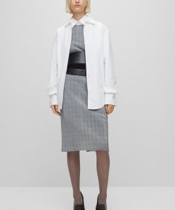 Hugo Boss Skirts-Checked, pleated pencil skirt-hugo boss outlet 2