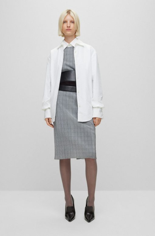 Hugo Boss Skirts-Checked, pleated pencil skirt-hugo boss outlet - Image 2