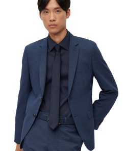 Hugo Boss Suits-Extra-slim-fit suit in checked stretch cloth-boss store near me