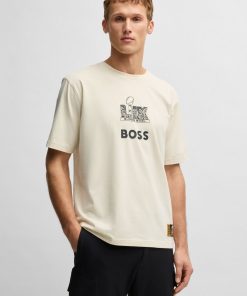 Hugo Boss T-Shirts-BOSS x NFL stretch-cotton T-shirt with gold-tone artwork-hugo boss near me