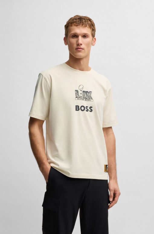 Hugo Boss T-Shirts-BOSS x NFL stretch-cotton T-shirt with gold-tone artwork-hugo boss near me