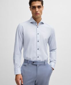 Hugo Boss Shirts-Casual-fit shirt in structured cotton with spread collar-hugo boss store near me