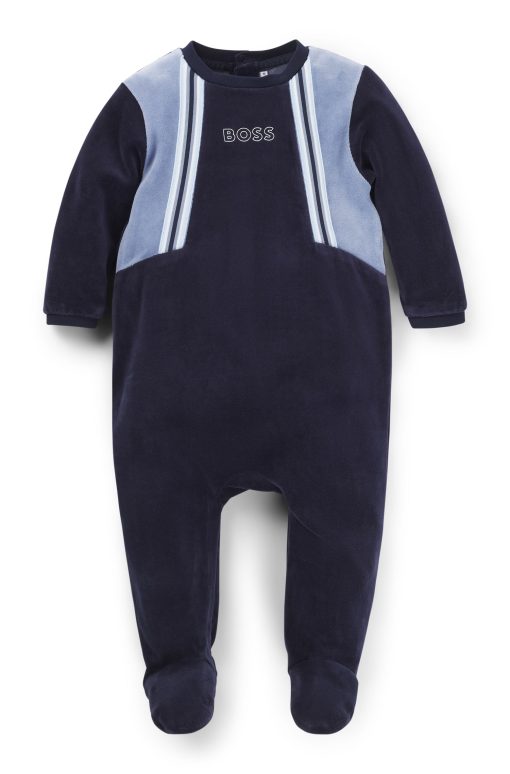 Hugo Boss-Baby logo-print sleepsuit in velvet-hugo boss sale