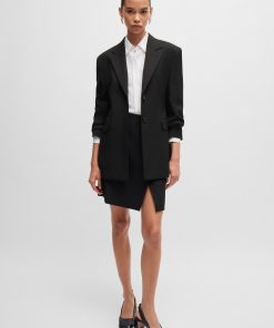 Hugo Boss Skirts-Wrap-front skirt in virgin wool with pocket detail-boss store near me 2