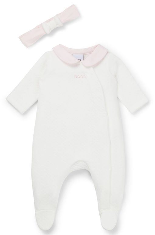 Hugo Boss-Gift-boxed sleepsuit and headband for babies-hugo boss outlet