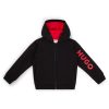 Hugo Boss-Kids’ zip-up fleece hoodie with vertical logo print-hugo boss outlet 3