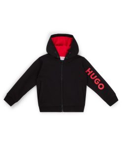 Hugo Boss-Kids’ zip-up hoodie with sleeve logo-hugo boss near me