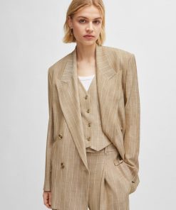 Hugo Boss Tailored Jackets-Double-breasted jacket in pinstripe stretch fabric-boss store