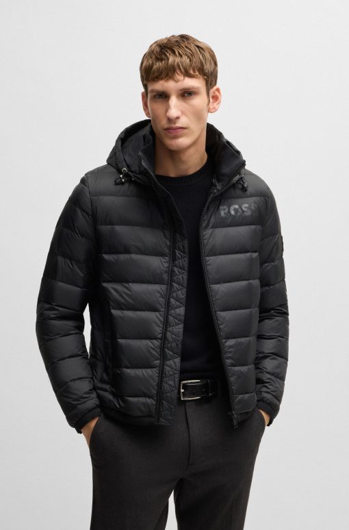 Hugo Boss Jackets and Coats-Water-repellent down jacket with tonal logo-boss near me