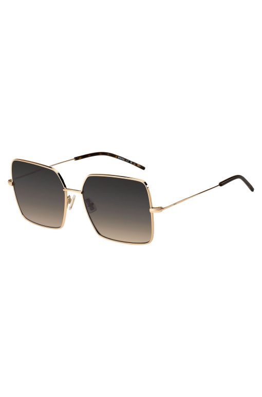 Hugo Boss Eyewear-Gold-tone sunglasses with Havana details-hugoboss