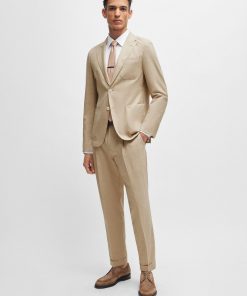 Hugo Boss Suits-Slim-fit suit in melange virgin wool and silk-boss hugo