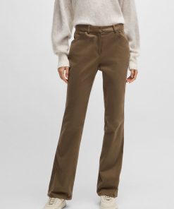 Hugo Boss Pants-Flared trousers in brushed stretch cotton-boss hugo