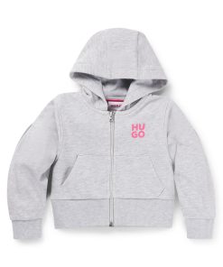 Hugo Boss-Kids’ zip-up hoodie with logo prints-boss hugo