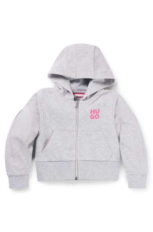 Hugo Boss-Kids' zip-up hoodie with logo prints-boss hugo