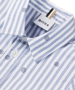 Hugo Boss-Kids’ shirt in striped cotton with Double B monograms-hugo boss store 2