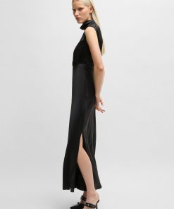 Hugo Boss Dresses-Tie-neck maxi dress in satin-hugo boss store 2