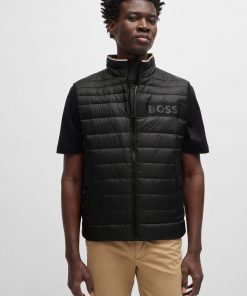 Hugo Boss Jackets and Coats-Water-repellent gilet with 3D-logo tape-hugo boss near me