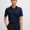 Hugo Boss Polo Shirts-Mouliné-cotton polo shirt with striped trims-hugo boss near me 4