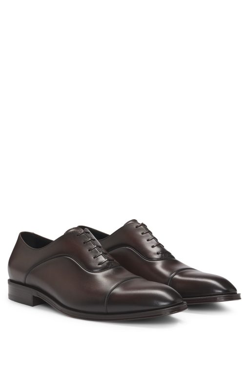 Hugo Boss Business Shoes-Captoe Oxford shoes in smooth leather-hugo boss outlet