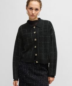 Hugo Boss Sweaters and Cardigans-Cropped jacket in sparkle tweed with feature buttons-boss outlet