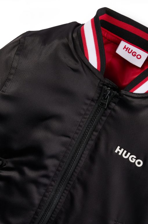 Hugo Boss-Kids' bomber jacket in stretch satin with double logo-boss store near me